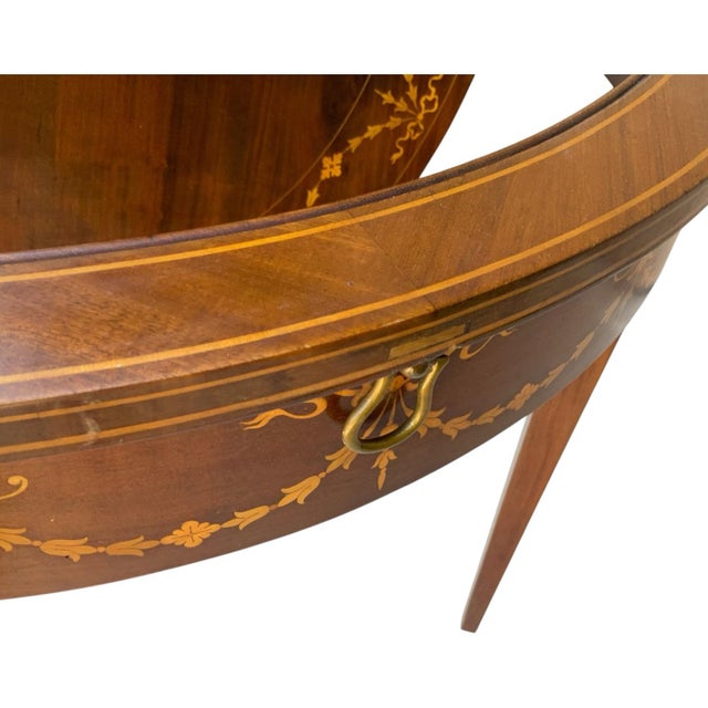 Antique Rare English Sheraton Revival Mahogany & Marquetry Circular Pivoting-Center Games Table 19th Century For Sale - Image 10 of 12