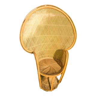 1970s Vintage Bohemian Woven Rattan Peacock Chair For Sale