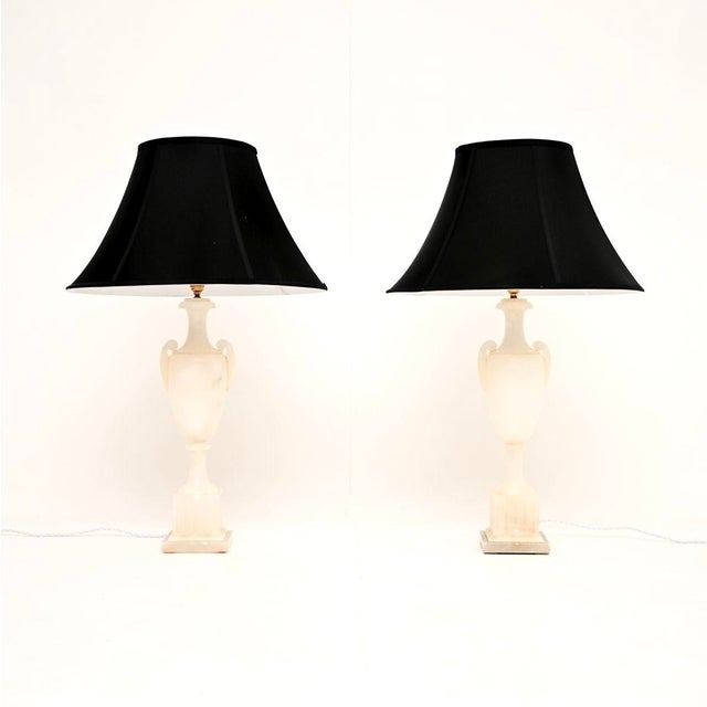 Large Antique Italian Alabaster Table Lamps, 1930, Set of 2 For Sale - Image 11 of 11