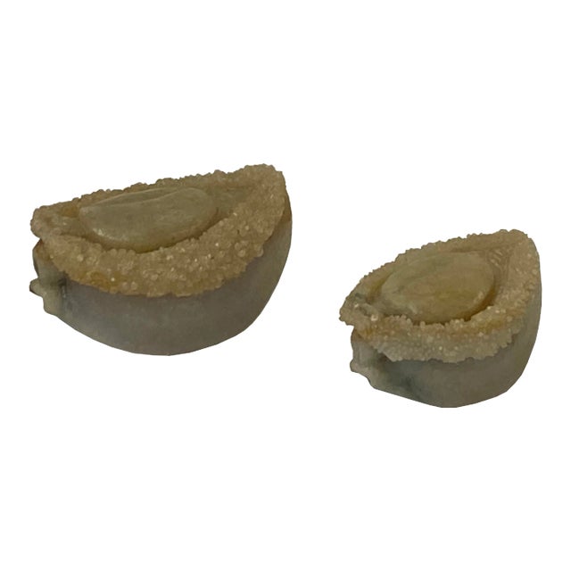 Lot 2 Stone Carved Abalone Shape Display Art For Sale