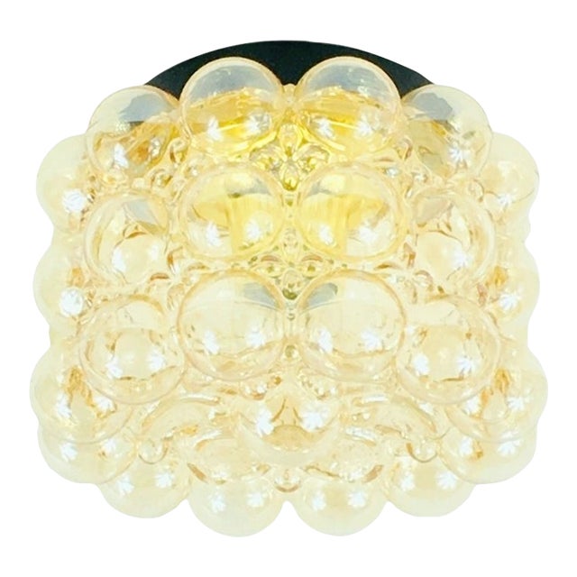 1960s Mid-Century Modern Amber Bubble Glass Flush Mount by Helena Tynell for Limburg, Germany For Sale
