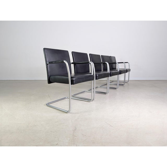 Jason Lite 1500 Chairs in Black Leather from Walter Knoll, Set of 5 For Sale - Image 6 of 11