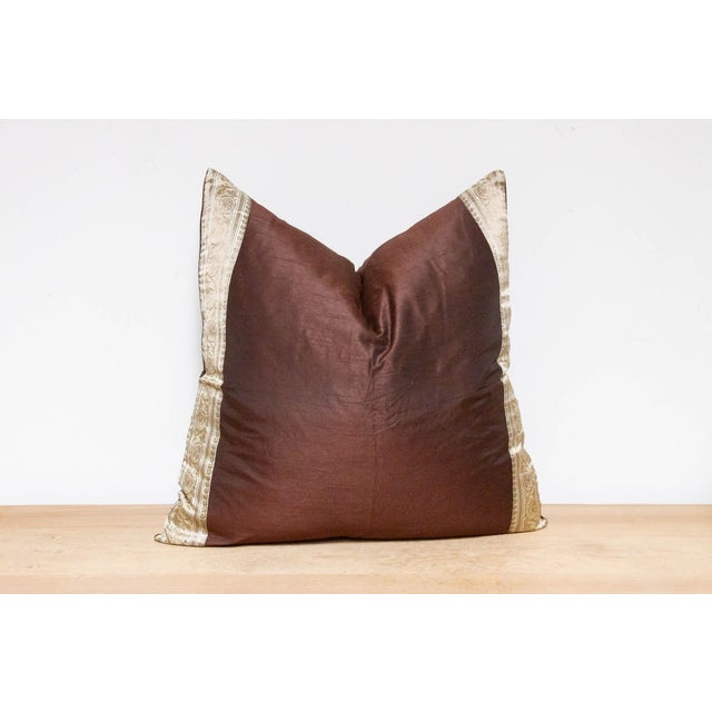 Sepia Festive Silk Euro Pillow Cover For Sale - Image 4 of 7