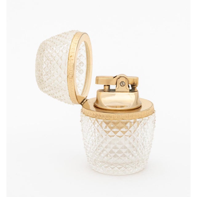 French French Gilt Metal and Crystal Table Lighters, 5 For Sale - Image 3 of 8