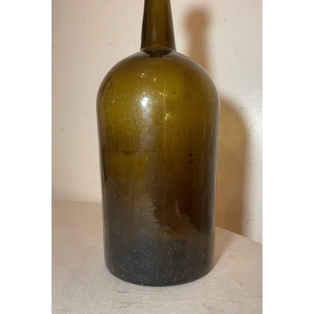 Large Rare Antique 1800's Hand Blown Green Glass Demijohn Carboy Wine Bottle Jar For Sale In New York - Image 6 of 10