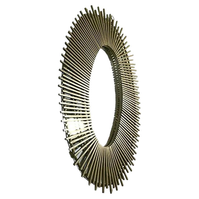 French Craft Iron Sun Mirror, 1950s For Sale