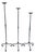 Hand Forged Iron Candelabra Set of 3 (90-110cm) Antique Copper Finish Straight Stem with Ornate French Scroll Feet For Sale