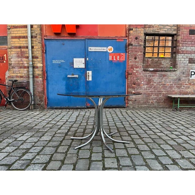 Round Dining Table in Smoked Glass and Chrome by Gastone Rinaldi For Sale - Image 9 of 10