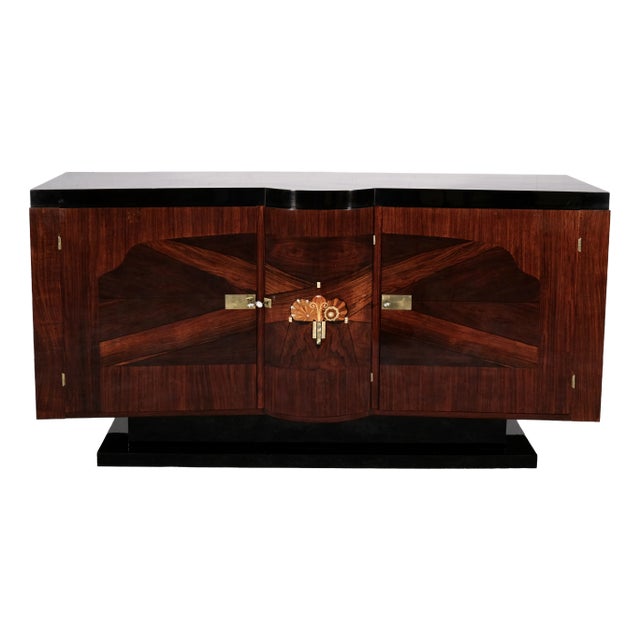 Art Deco Sideboard with Typical Inlays of Various Fruitwoods, 1930s For Sale
