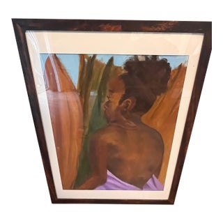 Original Contemporary Figurative Oil Painting – African American Woman Portrait Vintage, For Sale