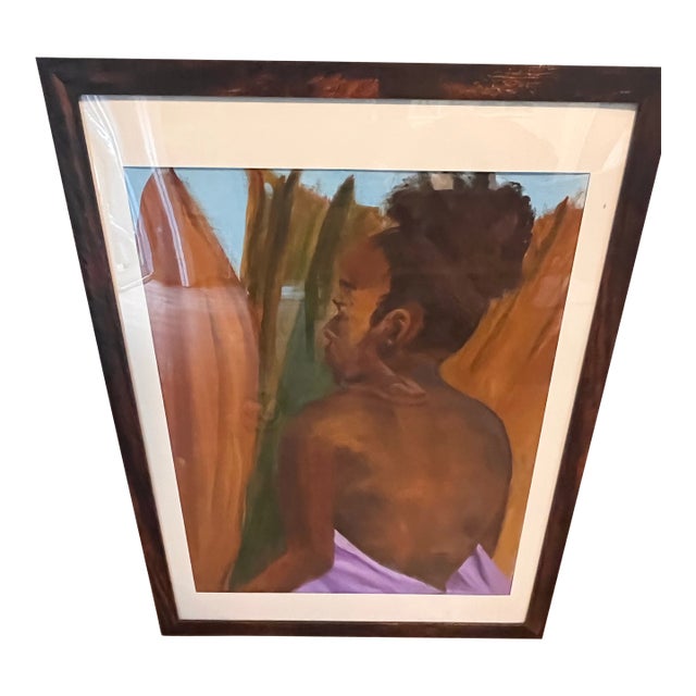 Original Contemporary Figurative Oil Painting – African American Woman Portrait Vintage, For Sale