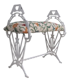 Art Deco Metal and Upholstered Vanity, Window Bench