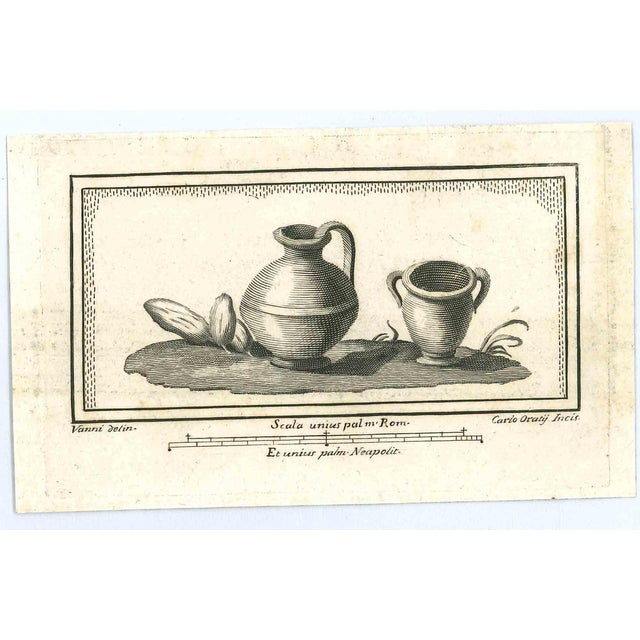 Carlo Oraty, Ancient Roman Fresco, Original Etching, 18th Century For Sale