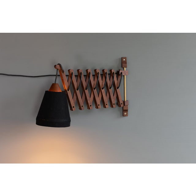 Black Vintage Extendable Teak Wall Light, 1960s For Sale - Image 8 of 10
