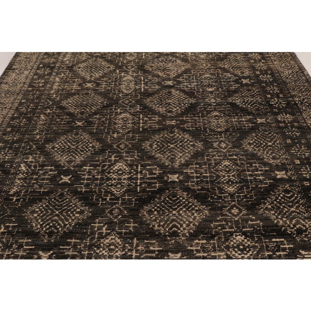 Contemporary Contemporary Geometric Wool Rug in Black & Beige by Rug & Kilim, India For Sale - Image 3 of 10