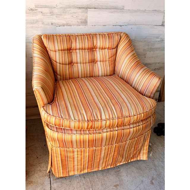 Mid-Century Modern Vintage Mid Century Modern Stripe Arm Chairs For Sale - Image 3 of 9