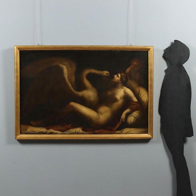 Oil on canvas. Tuscan School, 17th century. The Greek myth tells of Zeus transforming into a swan to approach and seduce...