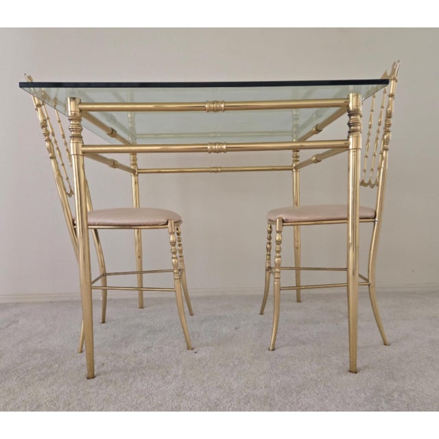 Chiavari Mid-Century Chiavari Brass Table & Chairs Set Italian For Sale - Image 4 of 5