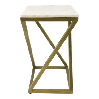 Modern Zig-Zag Marble and Brass Metal Side Table For Sale