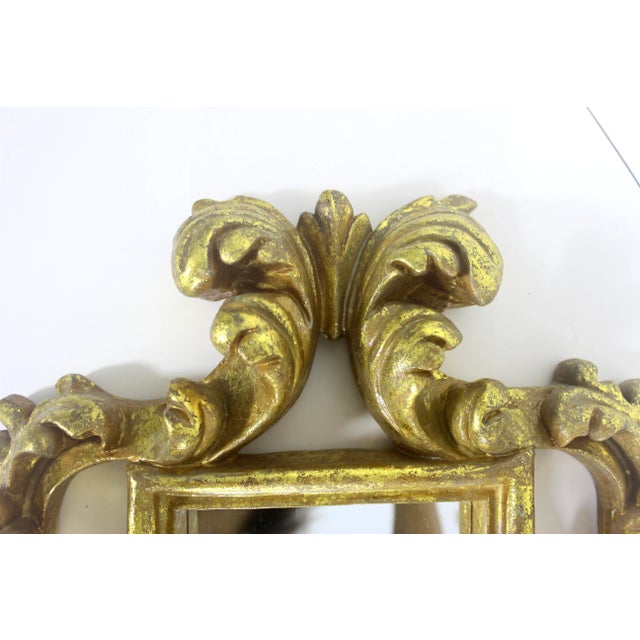 Vintage Italian Gilded Rococo Mirror, Gold Gilt Ornate Wall Mirror, Two Available For Sale - Image 6 of 11