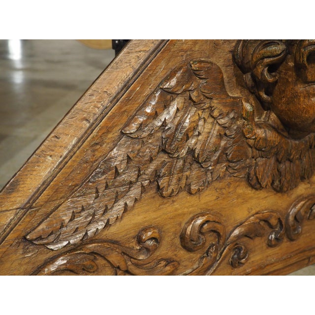 18th Century French Carved Oak Overdoor Pediment With Winged Cherub For Sale - Image 13 of 18