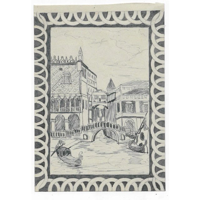 Italian 1943 William Wood Venice Drawing For Sale - Image 3 of 3