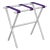 Transitional White Wood Bamboo Inspired Luggage Rack with 3 Purple Nylon Straps For Sale - Image 3 of 3
