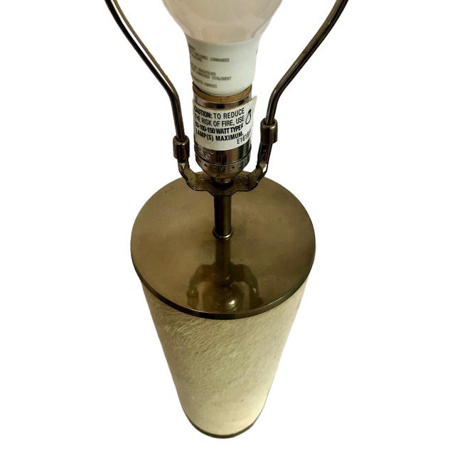 A Pair of Mid-Century Hair-on-Hide Wrapped Table Lamps With Brass Trim For Sale In San Francisco - Image 6 of 18