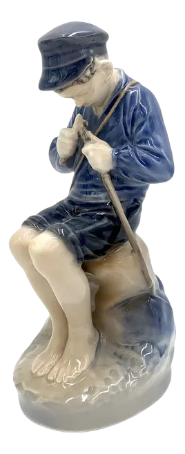 Danish Porcelain Figurine of a Boy With a Stick from Royal Copenhagen