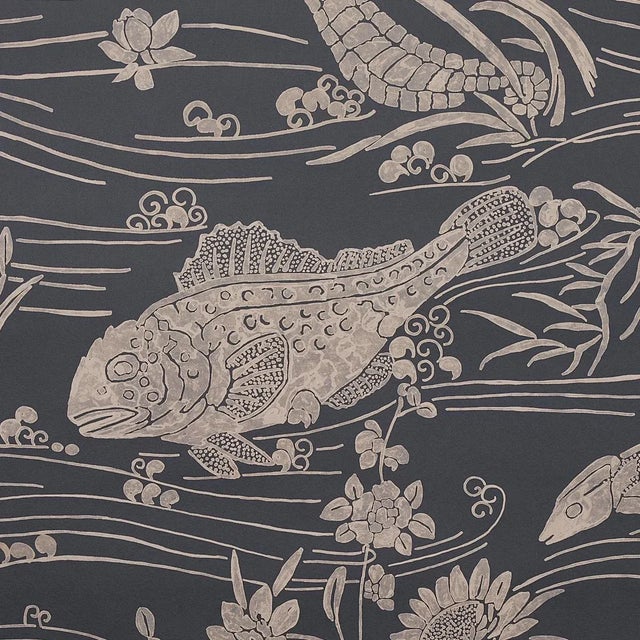 Not Yet Made - Made To Order Schumacher Sea Garden Wallpaper in Charcoal - 10 Yards For Sale - Image 5 of 7