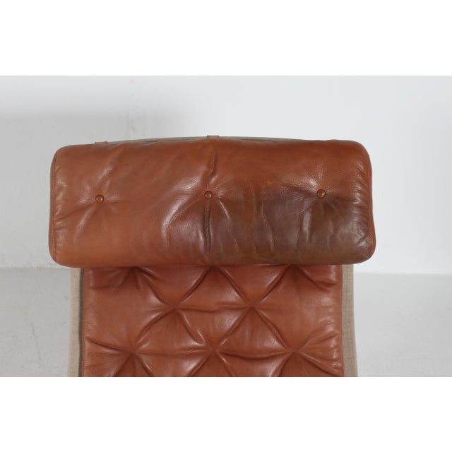 Set of Pernilla Lounge Chair and Ottoman in Beech and Aniline Leather by Bruno Mathsson for Dux, Sweden, 1994 For Sale - Image 9 of 18