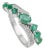 Hallmarked 925 Silver Natural 1.26 Ct Emerald & Diamond Wave Ring Size 6 For Sale