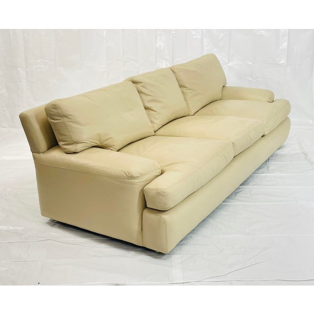 1980s Vintage A. Rudin for Steve Chase Cream Leather Sofa For Sale - Image 5 of 18