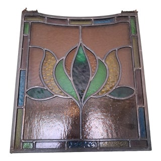 Antique Art Nouveau Glass in Lead, 1890s For Sale