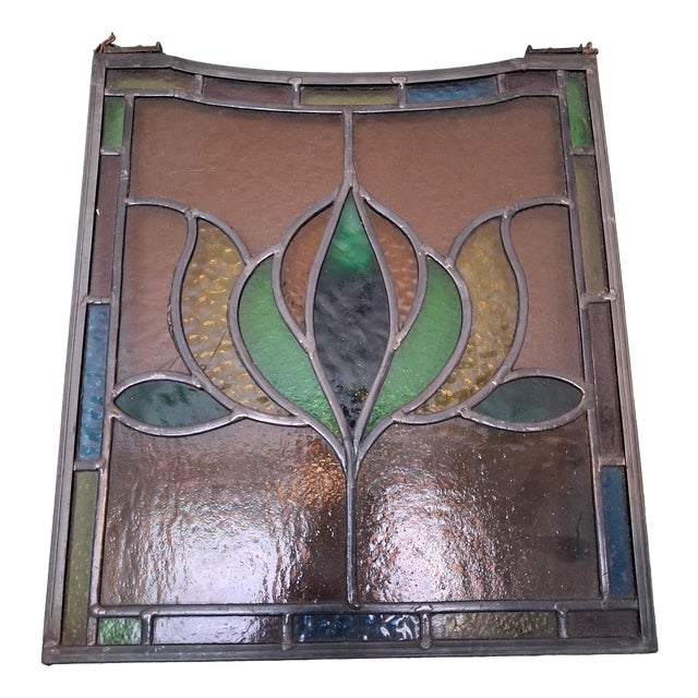 Antique Art Nouveau Glass in Lead, 1890s For Sale