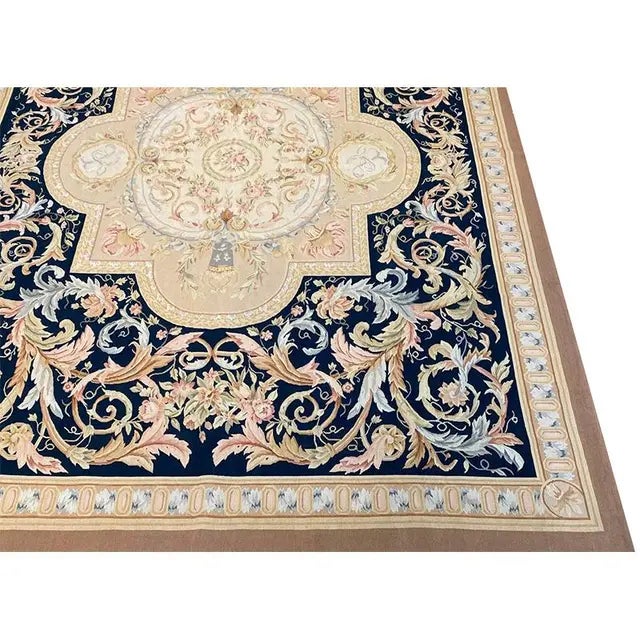 French Handwoven French Style Aubusson Area Rug 9’0″ X 12’0″ For Sale - Image 3 of 10