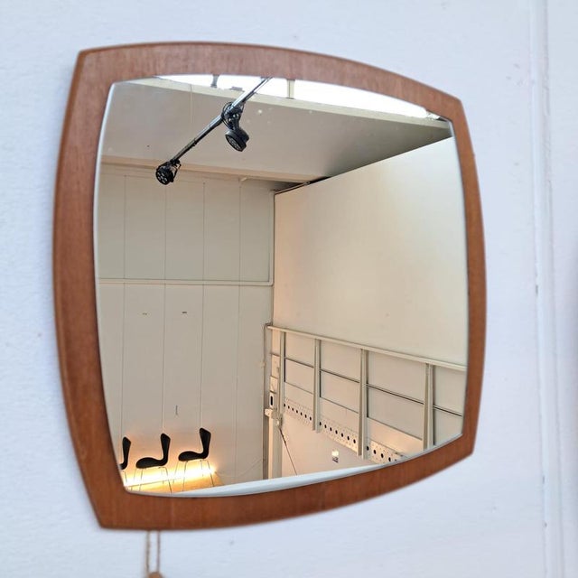 Vintage Danish Square Teak Mirror, 1960s For Sale - Image 3 of 4