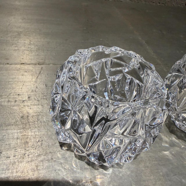 Tiffany and Co. Tiffany & Co. Rock Cut Crystal Votive Candle Holder Set of 2 For Sale - Image 4 of 16