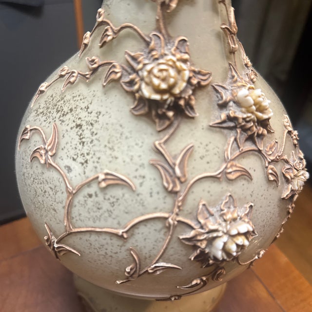Vintage Hollywood Regency Applied Floral Table Lamps - A Pair For Sale - Image 9 of 11