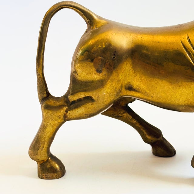 Large Vintage Brass Bull Statue For Sale - Image 11 of 13