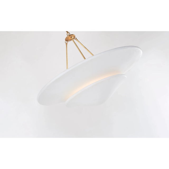 2020s AERIN for Visual Comfort Signature Mollino Medium Tiered Chandelier in Hand-Rubbed Antique Brass with Plaster White Shade For Sale - Image 5 of 7