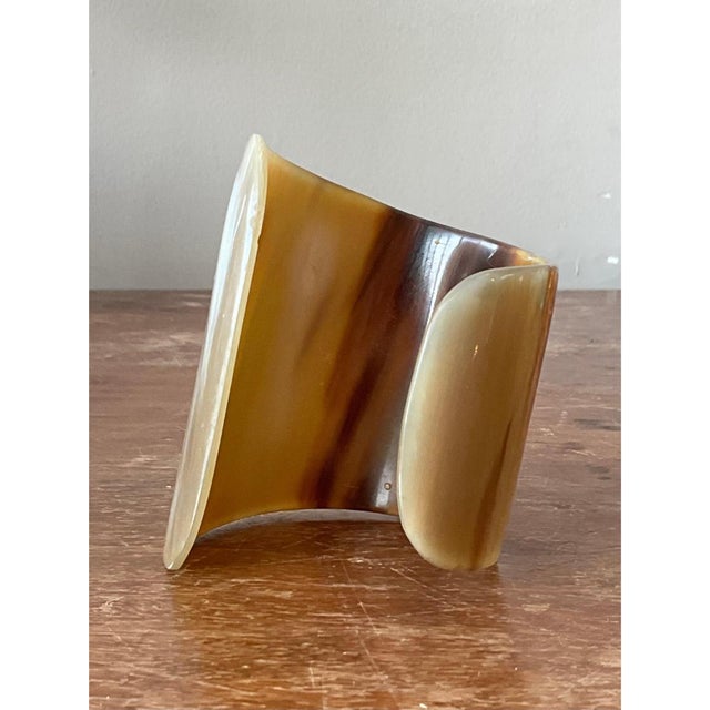 Plastic Vintage Faux Buffalo Horn Resin Cuff For Sale - Image 7 of 12