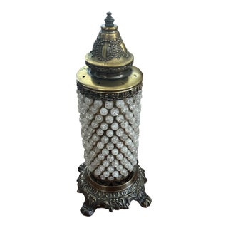 Mid Century Boudoir Lamp With Crackle Glass Design Attributed to Gilbert- Unmarked For Sale