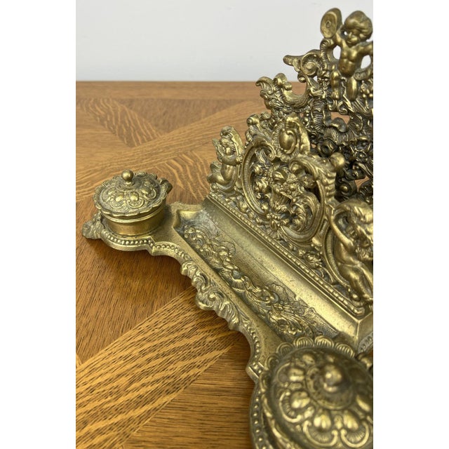 Gold Vintage Inkwell Set in Brass For Sale - Image 8 of 13