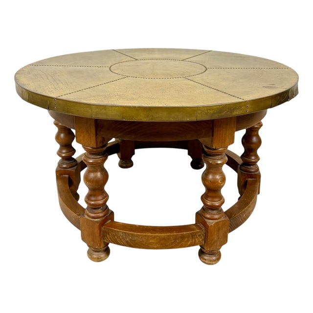 Spanish Center Table with Brass-Clad Top, 1960 For Sale