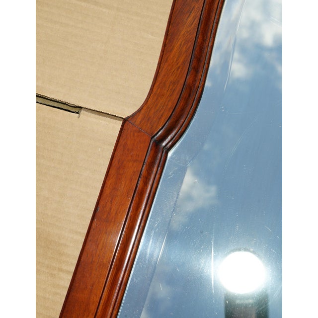 Glass Antique English Queen Anne Style Wall-Mounted Mirror with Bevelled Mahogany Frame For Sale - Image 7 of 16