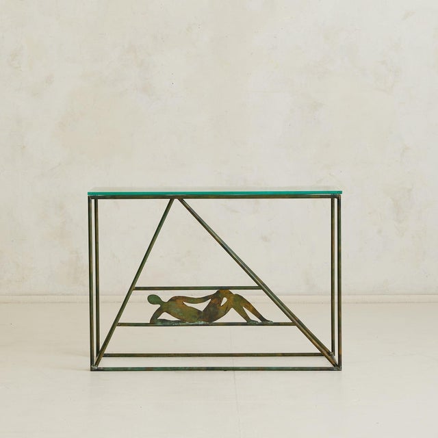 French Bronze Console Table Attributed to Jacques-Pierre Dufresne, 1950s For Sale - Image 10 of 18
