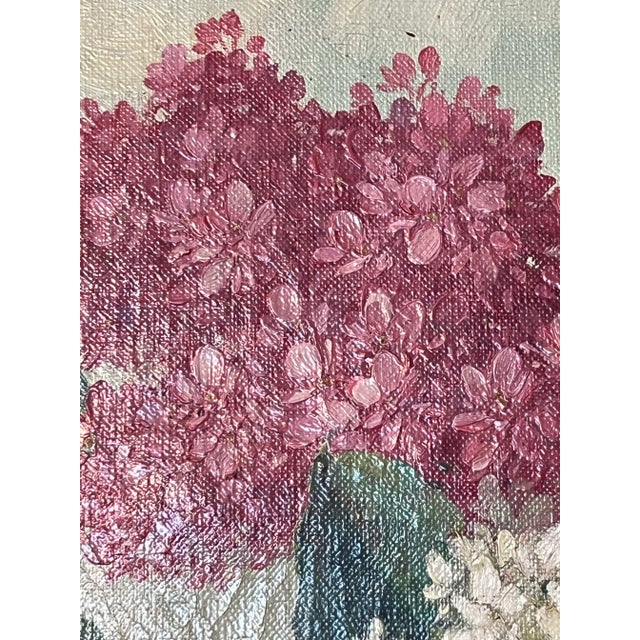 Dark Green Original E. Nordmann French Framed Still-Life Oil Painting Cut Flower Spring Bouquet For Sale - Image 8 of 12