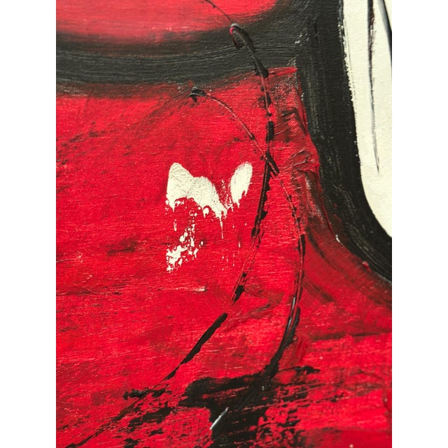 Amh, Red Composition, 1960s, Oil Painting on Canvas, Framed For Sale - Image 6 of 14