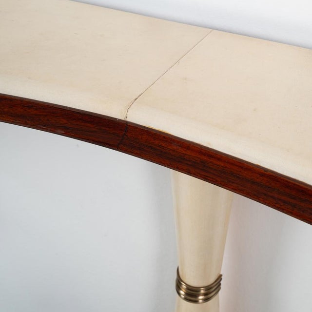 1950s Italian Console Table with 2 Tops in Parchment and Green Marble, 1950s For Sale - Image 5 of 7